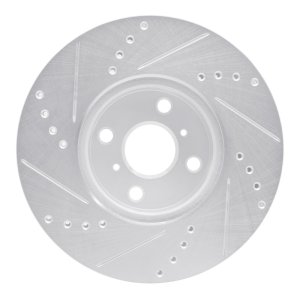 Toyota Yaris Brake Rotor (1) - Front Right - R1 Concepts - Drilled & Slotted - Silver - `12-`18